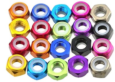 Set van 10 M4 Nylon Zeskantmoeren, Zelfsluitende Moeren, Kleurige Schroefdoppen voor Beveiliging