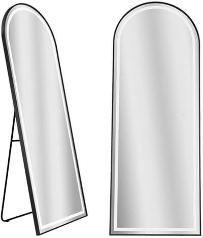 SensaHome LED Passpiegel - Minimalistische Design Wandspiegel met Verlichting - Staande Spiegel met Metalen Rand - Zwart - 160x60x4 CM