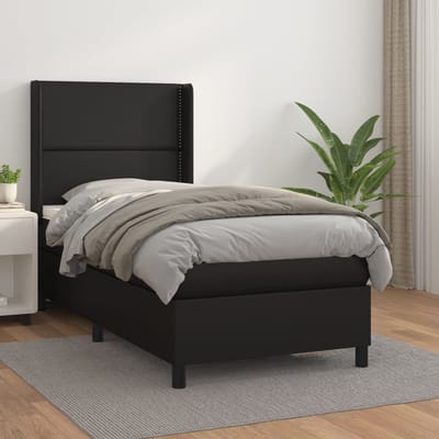 vidaXL - Boxspring - met - matras - kunstleer - zwart - 100x200 - cm