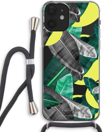 Case Company® - Hoesje met koord geschikt voor iPhone 12 hoesje met Koord - Fantasie jungle - Telefoonhoesje met Zwart Koord - Bescherming aan alle Kanten en Over de Schermrand