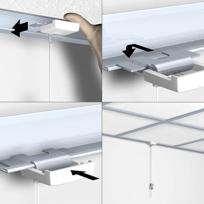 Artiteq Systeemplafond Cliphanger Set - Wit - Transparant Perlon Draad 200 cm - 4 kg Haak - Ophangset voor lichte wanddecoraties - Bevestiging aan rand systeemplafond