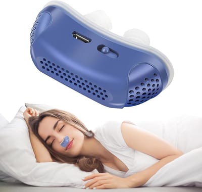 Slaapapneemachine tegen snurken, draagbare micro-CPAP anti-snurkmachine zonder masker, mini-slaaphulpmiddel met wervelstroom voor alle neusvormen mannen en vrouwen Blue