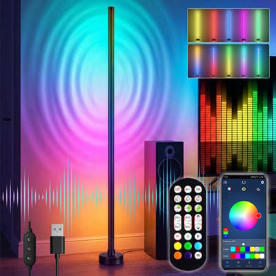 MUPOO Slimme LED Staande Lamp - RGB Moderne Hoeklamp - Sfeerverlichting - Afstandbediening - App - Dimbaar - voor Woonkamer - Slaapkamer - Feest - Speelkamer