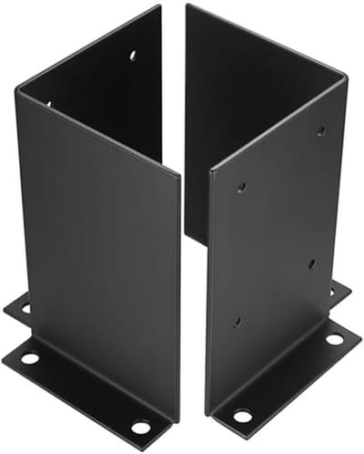 Paalbeugels voor Hout - Schroefhulzen en Dekpaalbasis (100x100mm) - Set van 2 Stuks