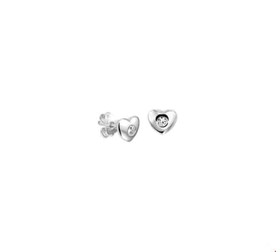TFT Oorknoppen Hart Zirkonia Zilver Gerhodineerd Glanzend 6 mm x 6.5 mm