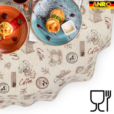 ANRO Tafelkleed Koffie Bruin Ovaal 220x140cm Rechte rand Afwasbaar Waterafstotend Binnen & Buiten
