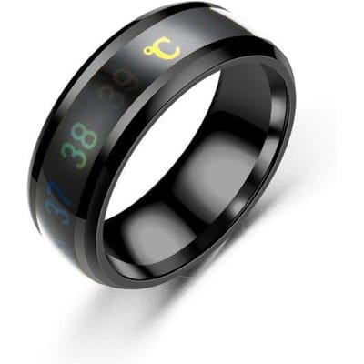 Temperatuur Ring Titanium Staal Stemming Emotie Gevoel Intelligente Temperatuurgevoelige Ringen Voor Vrouwen Mannen Waterdichte Sieraden 12 zwart