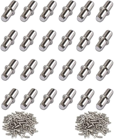 100 stuks metalen plankdragers, φ 5 mm plankdragers, plankhouder voor kasten, garderobes en planken, zilver