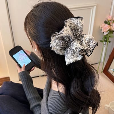 Haarelastiek - Haaraccessoire - Scrunchie voor dames - Ins haarbloem - Extra groot haarelastiek voor knot - Hoogwaardig haaraccessoire - 20 cm-vorm-19