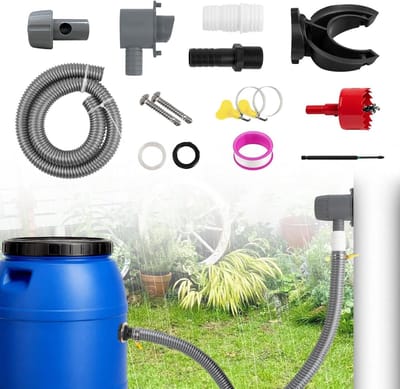 Regenwatersysteem - Regenpijp afleider - Water besparen - Complete montageset - Daken tot 80 m² - Wit