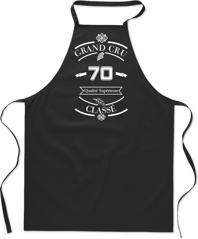 Grand Cru Classé - keukenschort 70 - kookschort - BBQ schort - 100% katoen - leeftijd - geboortejaar - verjaardag en feest - cadeau - kado - unisex - zwart