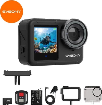 Action Camera 4K - 60FPS - Onderwatercamera - 128 GB opslag - Waterdicht tot 12m Zonder Behuizing - 2 Batterijen (1800mAh) - Magnetische Snelkoppeling