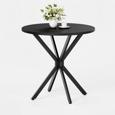 Ronde eettafel Industrieel - 80 x 80 x 75 cm - X-poot (Kruispoot) - Keukentafel voor Eetkamer & Thuiswerkplek - Zwart