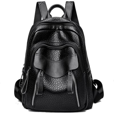 Nieuwe Versie van Zacht Leer Dames Rugzak voor Dames Nieuwe Stijl Puur Zacht Leer Rugzak Grote Capaciteit Student Schooltas Dames Tas black