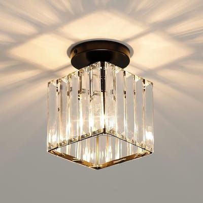 Mini-kristallen plafondlamp-Moderne kristallen kroonluchter-E27 -13CM-Zwart