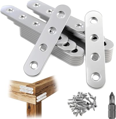 Platte Verbindingen - Metaal Platen - Meubel Reparatie - Roestvrij Staal - 16 x 76 mm - Zilver