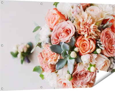 Gards Tuinposter Bloemen in Vaas - Boeket - 120x80 cm - Tuindoek - Tuindecoratie - Wanddecoratie buiten - Tuinschilderij