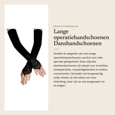 Dailygoods- Operatiehandschoenen 37 Inch - Lange Satijnen Handschoenen - Zwart - Geschikt voor Bruiloft/Cocktailparty - Elegant Patroon - Eenheidsmaat - Avondhandschoenen