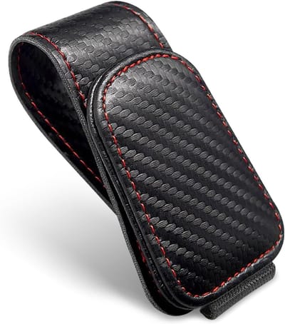 Zonnebrilhouder voor Zonneklep, Universele Magnetische Clip van Leer met Carbonfiber Design - 1 Stuk, Autoaccessoires