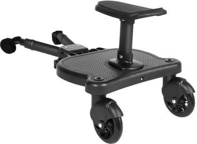 House Of Atelier - Meerijdplankje kinderwagen - Meerijdplankjes - Meerijdplankje met Zitje - Inclusief Tassenhaak - Zwart