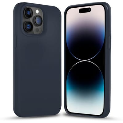 Coverzs Solid silicone case geschikt voor Apple iPhone 14 Pro (donkerblauw) - iPhone 14 Pro hoesje blauw - iPhone 14 Pro case geschikt voor Apple - Luxe siliconen hoesje met 3-laags bescherming