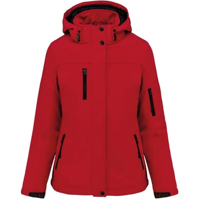 Kariban Gewatteerde softshell damesparka met capuchon K651 - Red - L