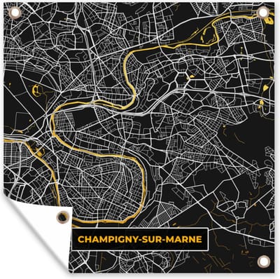 Tuin poster Kaart – Stadskaart – Frankrijk – Plattegrond - Champigny-sur-Marne - 200x200 cm - Tuindoek
