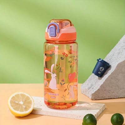 1 stuks 600 ml Cartoon Waterfles Met Schattig Lekvrij Deksel En Springend Deksel, Plastic, Geschikt Voor Buiten Kamperen En Sport Red veelkleurig
