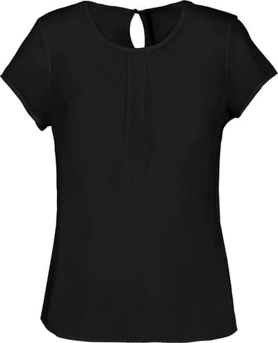 Kariban Damesblouse in crêpe met korte mouwen K5002 - Black - 44 NL (46 FR)