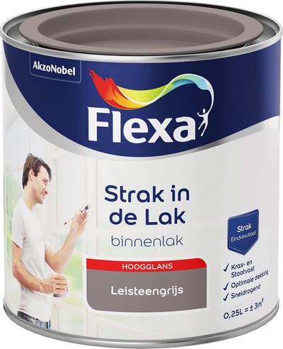 Flexa - Strak in de Lak - Watergedragen - Hoogglans - leisteengrijs - 0,25 liter