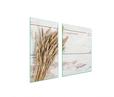 TMK ArtDeko - Beschermplaat voor Kookplaat - 90x52 cm - Getemperd Glas - Houten Afdruk