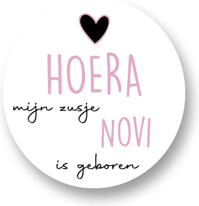 20x Sluitsticker Hoera Een Zusje Naam - Roze - 40 mm - Geboorte Sticker - Sluitzegel - Sticker Geboortekaart Meisje - Baby nieuws - Trakteren Broer Zus Basisschool Kinderdagverblijf - Glossy - Sluitzegel - Wensetiket