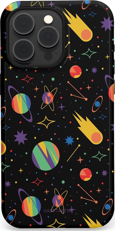 Casetastic Hoesje Geschikt voor Apple iPhone 15 Pro Max Magsafe - Stijlvolle Beschermende Duo-layer Case - Planeten en meteoren