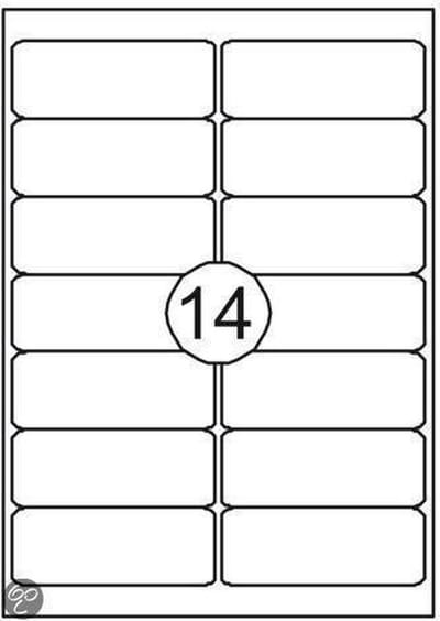 Benza Zelfklevende Etiketten op A4 Vel - 99,1 x 38,1 mm - 14 stickers per vel - 25 vel