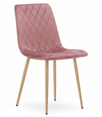 Eetkamerstoel TURIN Donkerroze – Velvet Bekleding, Modern, Ergonomisch Design, Houtlook Metalen Poten, Max. 120 kg