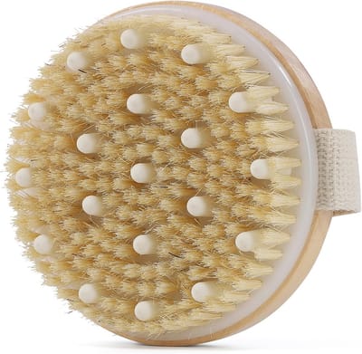 Exfoliërende Badborstel met Massageknobbels en Natuurlijke Borstels voor Dode Huid en Lymfedrainage