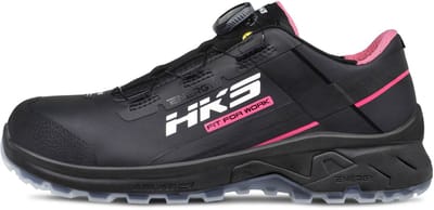 HKS AirGuard Pink Black BOA S3L werkschoenen - veiligheidsschoenen - safety shoes - dames - laag - stalen neus - zonder veters - antislip - ESD - lichtgewicht - Vegan - zwart - maat 37