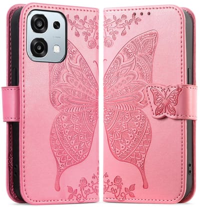 Coverup Hoesje - Geschikt voor OPPO A6 Pro 5G Hoesje - Coverup Vlinder Book Case - Roze