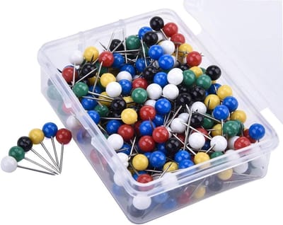 Kaart Spijkers - Prikspelden Punaises - Kaarten Markeren - Plastic Ronde Kop - 300 Stuks - Meerkleurig