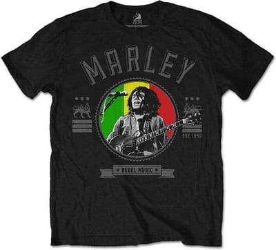 Bob Marley - Rebel Music Seal Heren T-shirt - S - Zwart