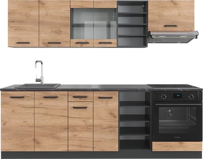 Vicco R-Line Complete keukeneenheid – 240 cm zonder werkblad Eik goud/antraciet