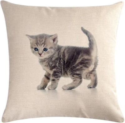 Kussenhoes schattige lopend grijze kitten (500240)