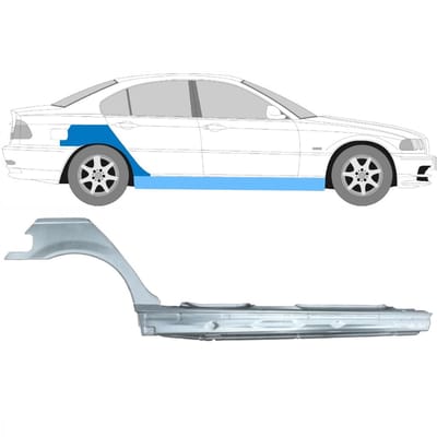 Volledige dorpel + reparatiepaneel achter spatbord voor BMW 3 E46 1998-2006