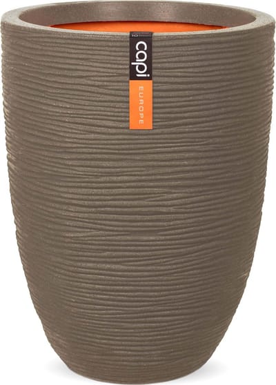 Capi Europe - Vaas elegant laag Rib NL - 34x46 - Warm taupe - Opening Ø27 - Bloempot voor binnen en buiten - Levenslang garantie - Breukbestendig - 100% Recyclebaar - CO2 Neutraal geproduceerd - KWTR782