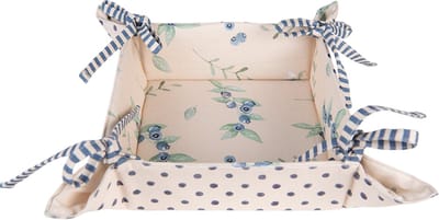Clayre & Eef Broodmand 35x35x8 cm Beige Blauw Katoen Bos Dieren Herfst