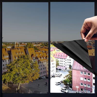 Warmte-isolatiefolie, hoogwaardig PET-materiaal, reflecterend, overdag anti-uv, raamverf voor thuis, kantoor, woonkamer (zwart, 4 x 1,2 m)