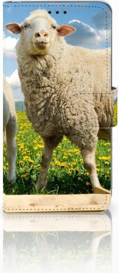 Boekhoesje voor Samsung Galaxy S10 Telefoonhoesje met Pasjes Schaap en Lammetje