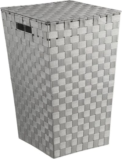 5Five Wasmand gevlochten Rotan - grijs - 57 liter - 33 x 33 x 53 cm - met deksel