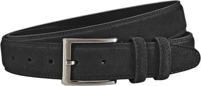 Landley Suède Leren Heren Riem - Pantalon Riem Leer - Broekriem Mannen - Zwart - Lengte totaal 110 cm / Riemmaat 95