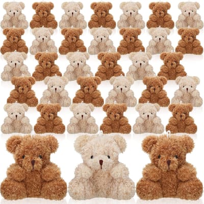 12-4s Mini Pluche Beren 4 Inch Kleine Beer Knuffeldier Speelgoed Kleine Pluizige Beer Zachte Beer Knuffelpop voor Verjaardagsuitjes 12 PCS